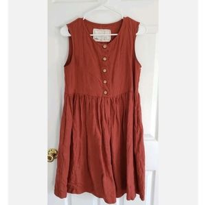 Not Perfect Linen Mama Midi Dress XS Redwood